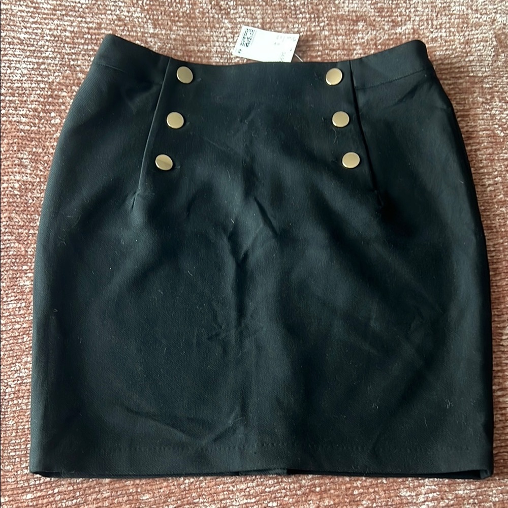 Black Button-Detail Women's Business Skirt